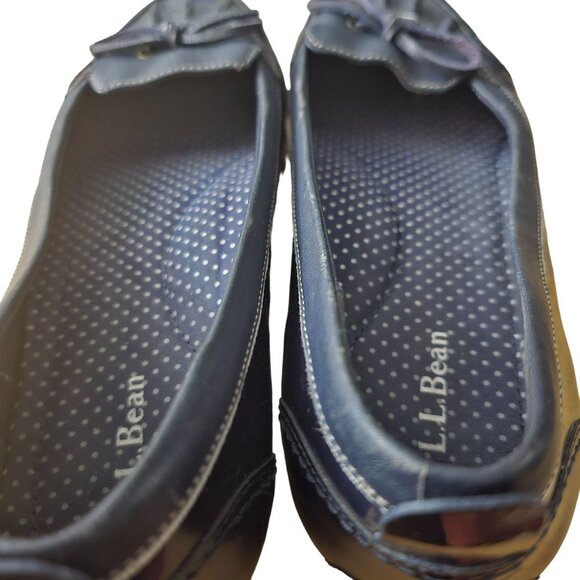 LL Bean Coastal Rain Low Duck Skimmers Womens Size 9M Navy Patent Blue, White Le - Picture 6 of 11